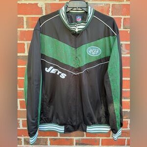 Vintage NFL New York Jets Football Black & Green Full Zip Stitched XL Jacket T1